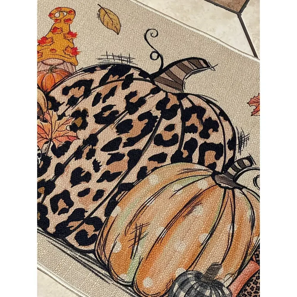 Fall Pumpkin Kitchen Mat Thanksgiving Kitchen Rugs Set of 2,